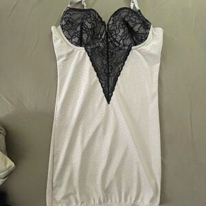 Jessica Simpson Black and Cream Lace Chemise